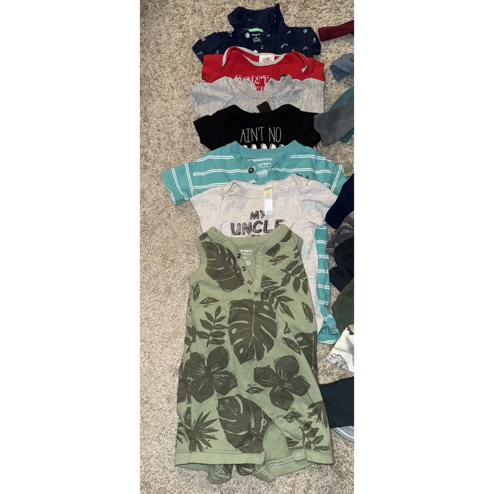Lot Of 31 Mixed Brand Baby Boy Clothes Size 6M (5 Sleepers 26 Shirts)